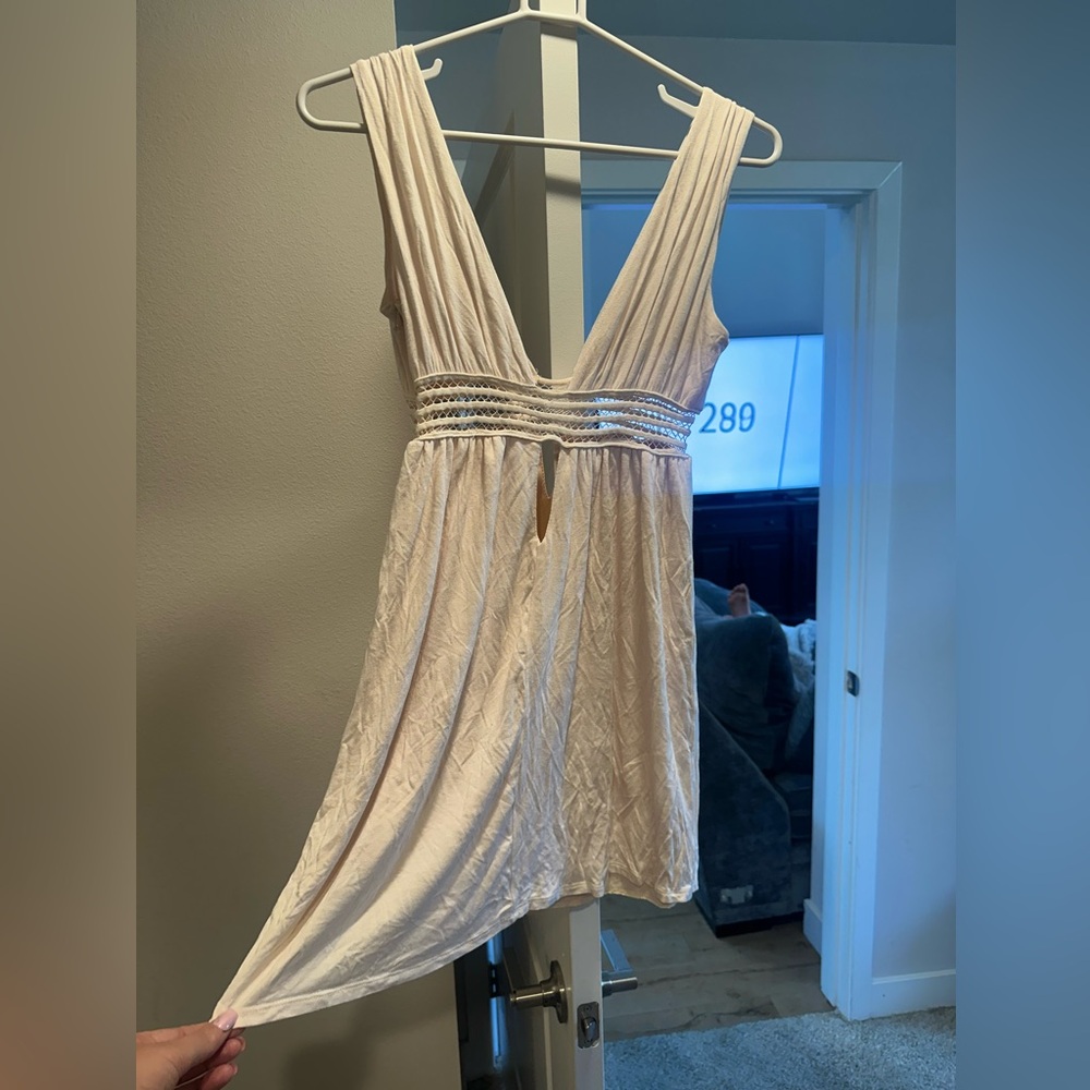 Cream dress/ long shirt NWT Apricot Lane